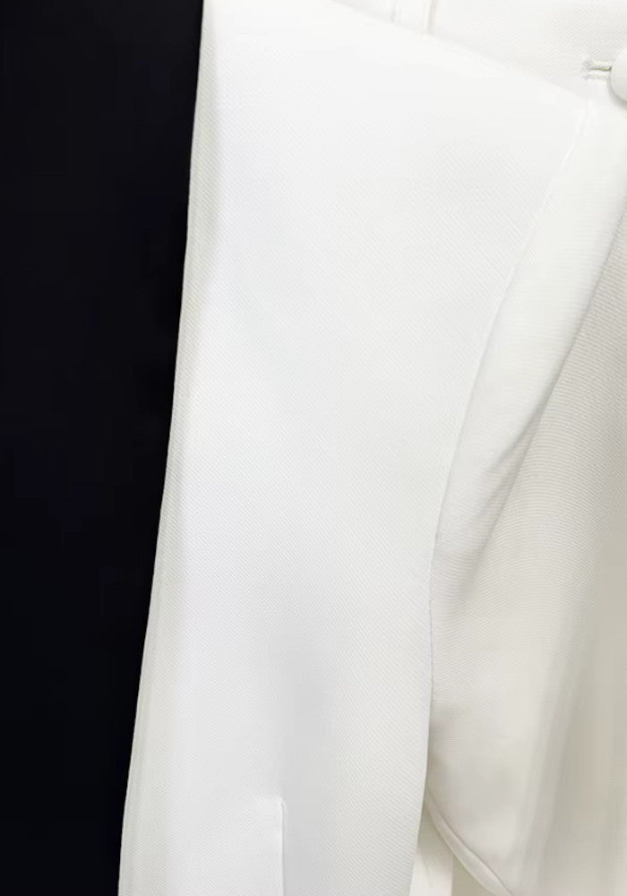 Muñoz Fashion Blazer Contrast Lapel White Black Two-Piece Suit