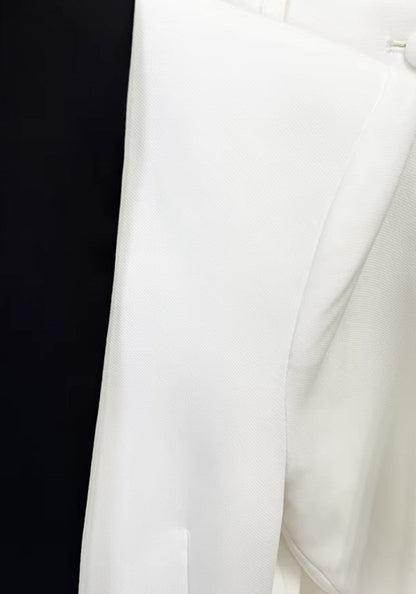 Muñoz Fashion Blazer Contrast Lapel White Black Two-Piece Suit