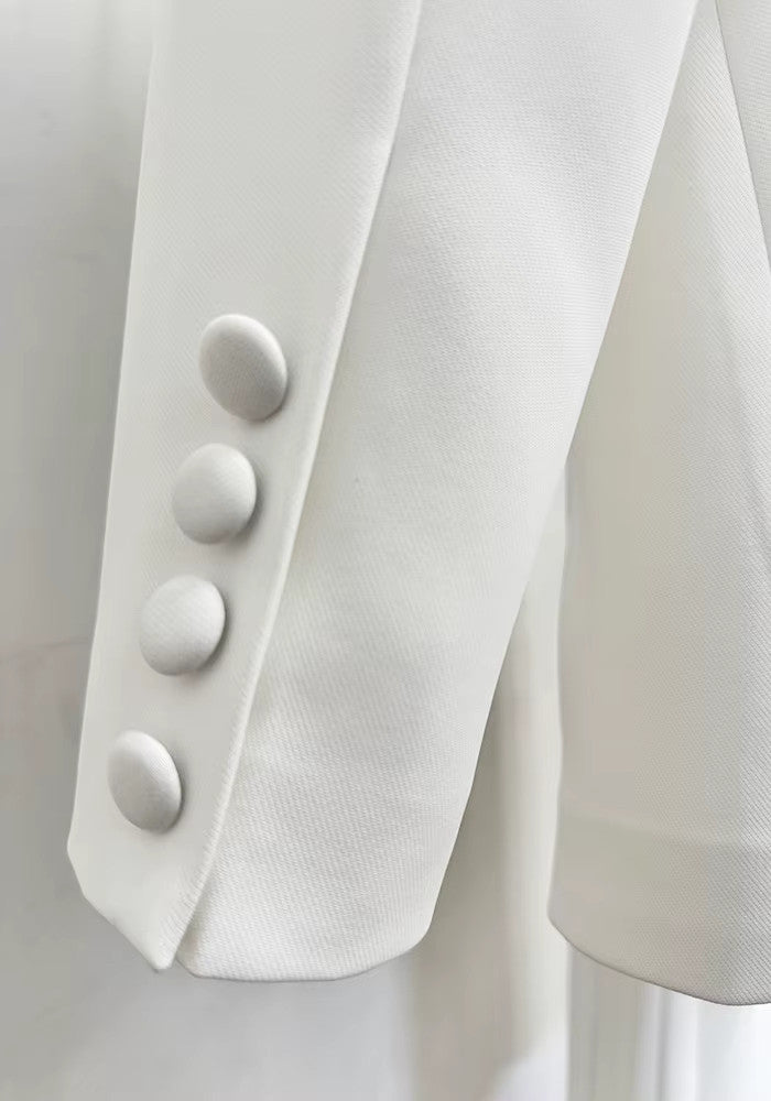 Muñoz Fashion Blazer Contrast Lapel White Black Two-Piece Suit